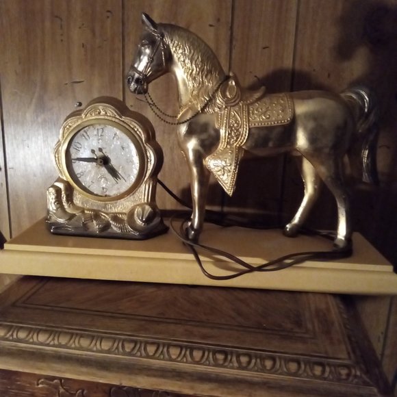 SoldSold Vintage 1950's Horse Mantel Cloc